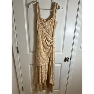 Lace Maxi Dress Sleeveless Ruched High Low Formal Party‎ Cocktail